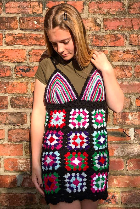 Short granny square awesome dress