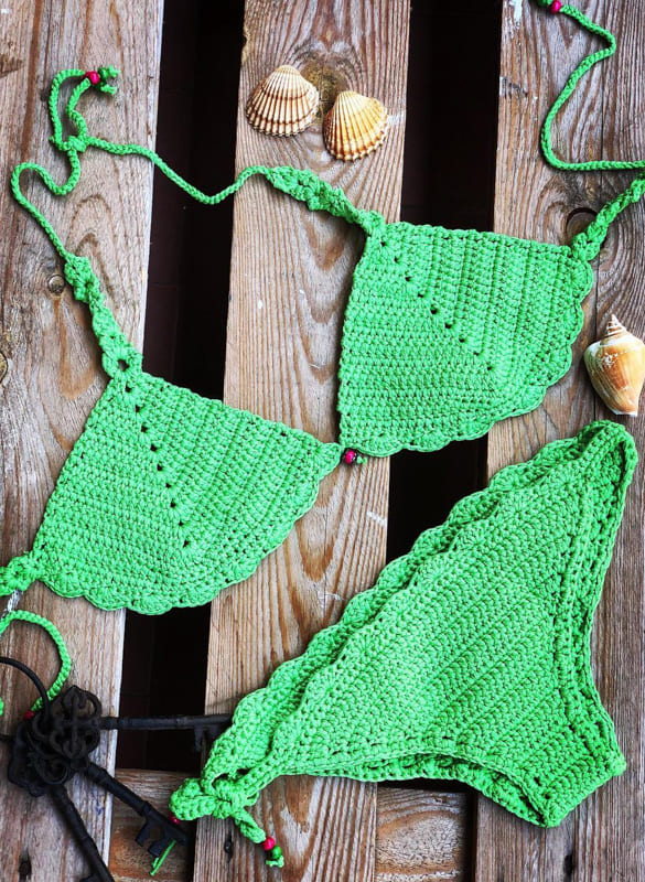 green crochet bikini