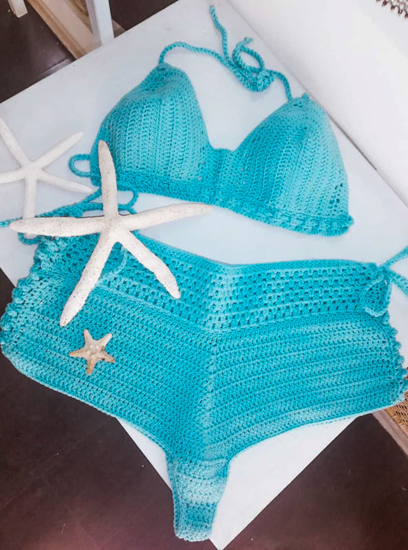 turquoise blue crochet bikini
