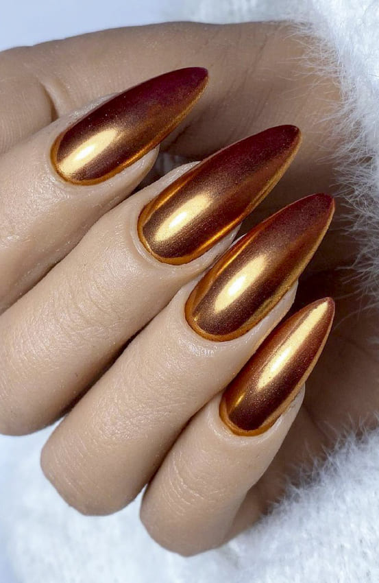 Gold Metallic Nail Polish Designs