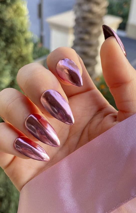 Pink metallic nail polish