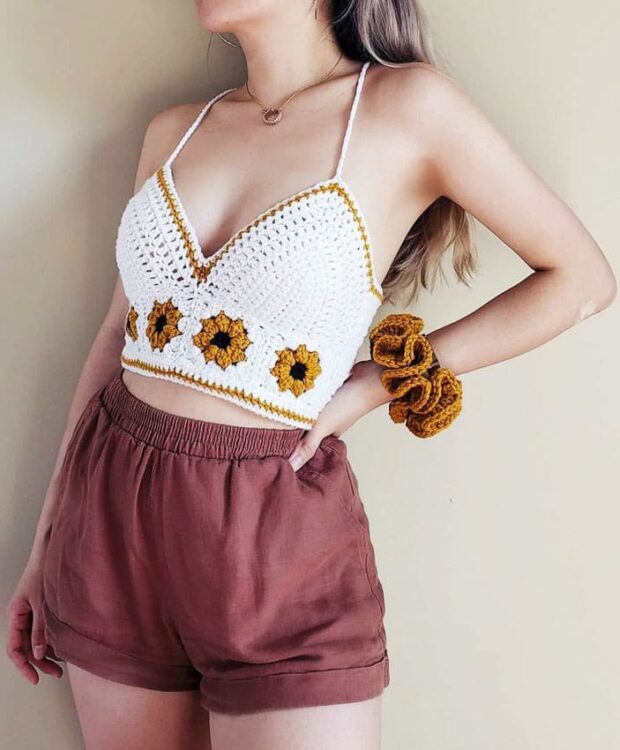 Granny square suummer short top for women