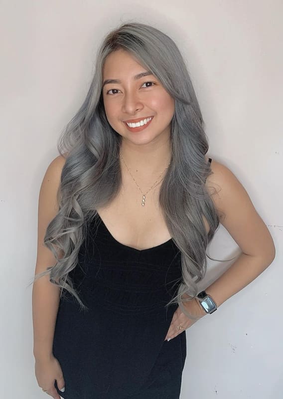 Grey ash blonde hair