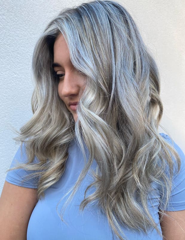 Medium Wavy Ash Blonde Grey Hair