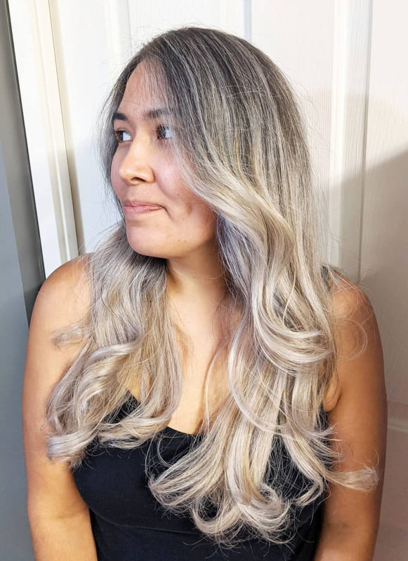 Silver ash blonde hair