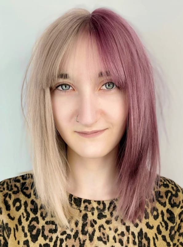 Blonde and purple hair