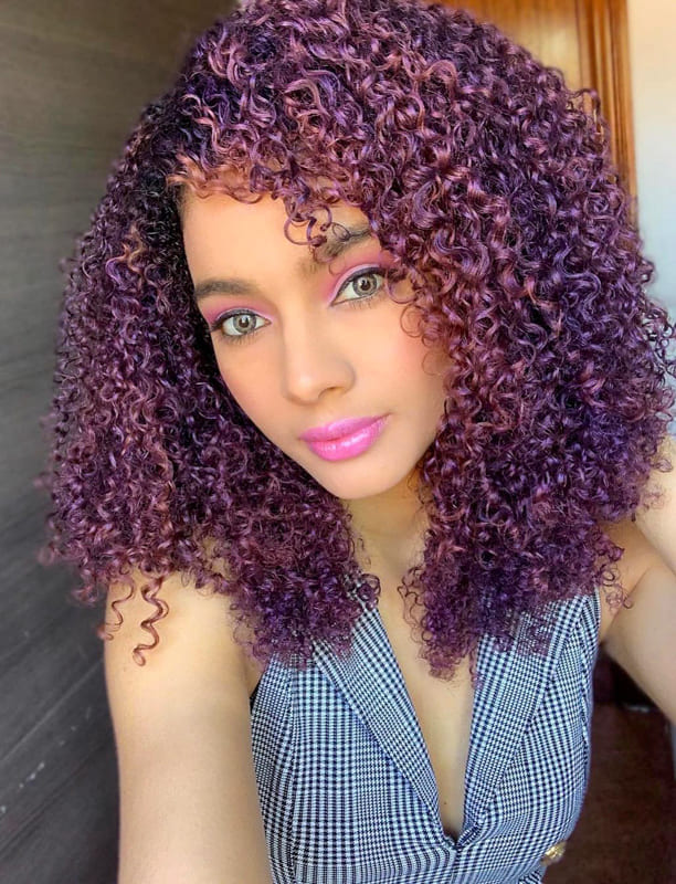 Purple curly hair