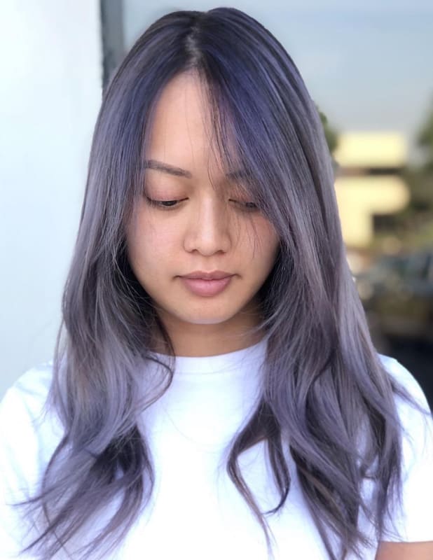 Silver and purple hair