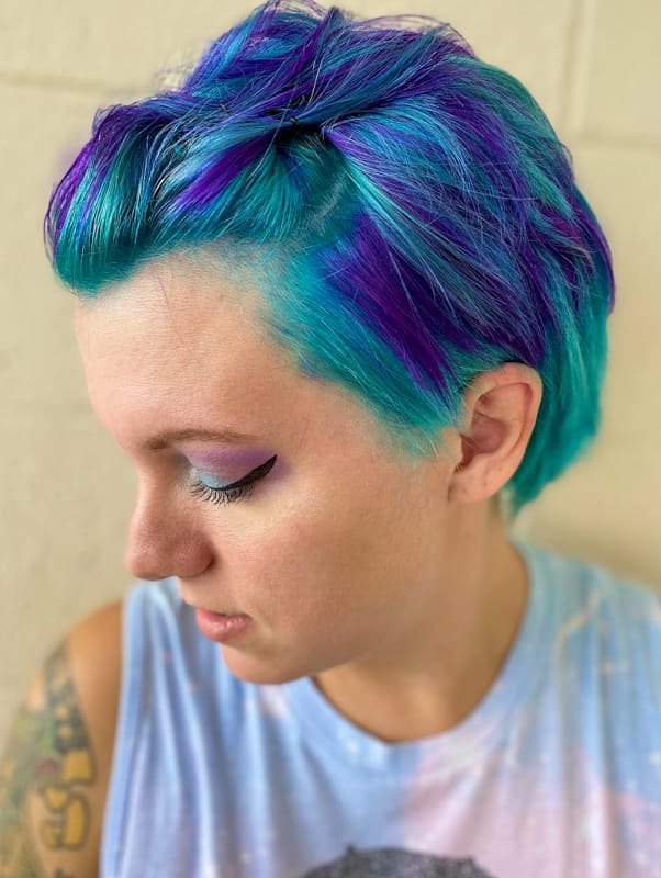 Teal and purple hair