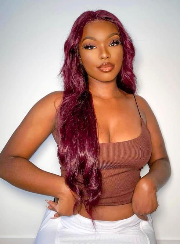 African american long burgundy hair