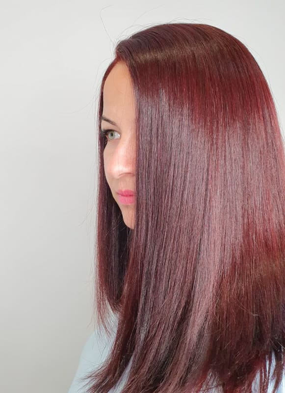 Medium straight burgundy hair