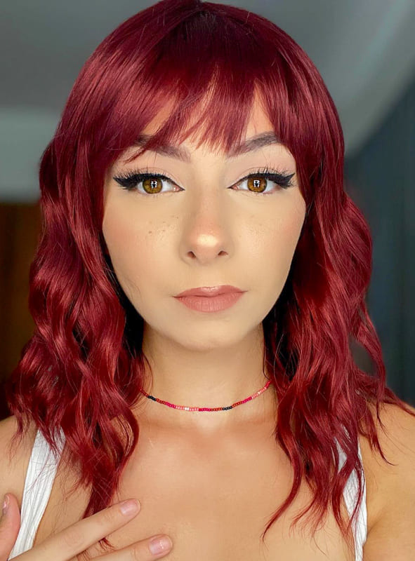 Short burgundy hair