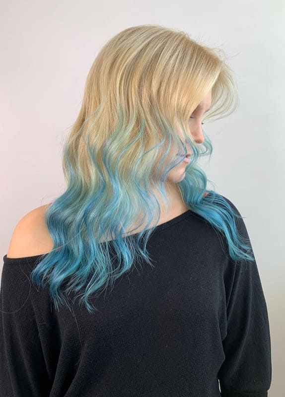 Blonde and blue hair