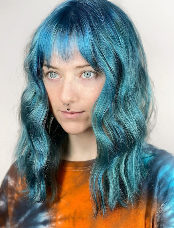 Bright blue hair