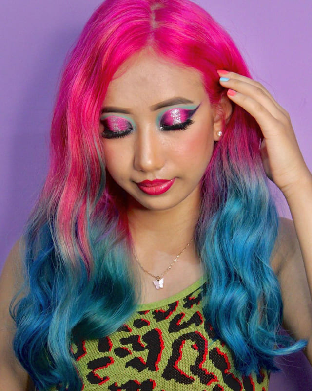 Pink and blue hair