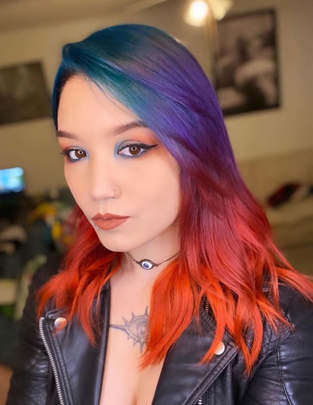 Red and blue hair