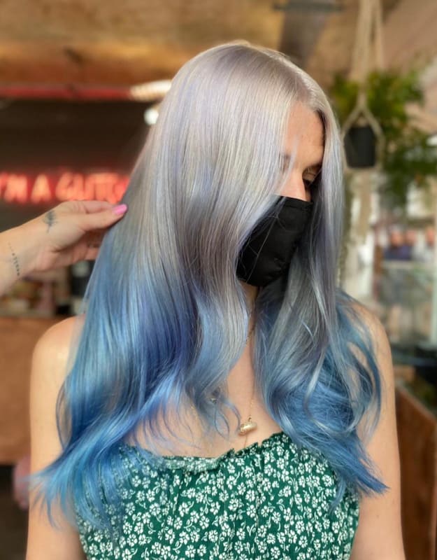 Silver and blue hair