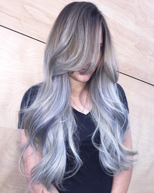 Steel blue hair