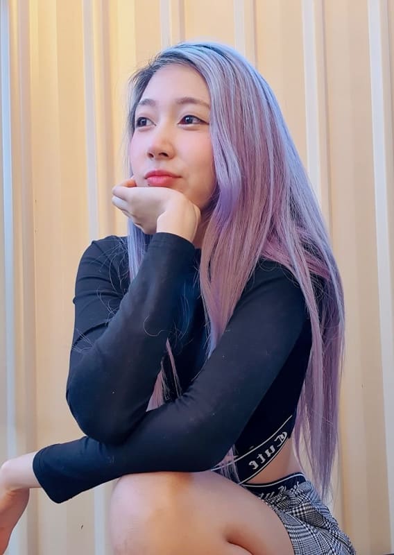 Asian long lavender hair