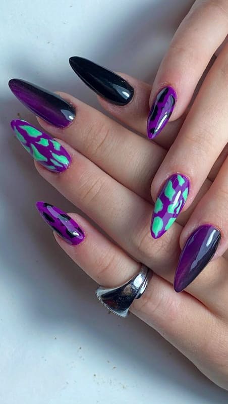 Black and purple nails