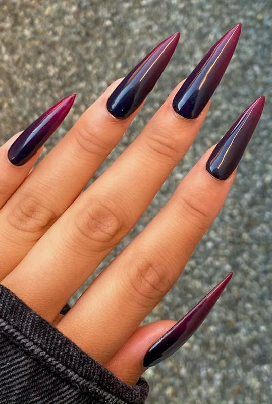 Black ombre stiletto nails