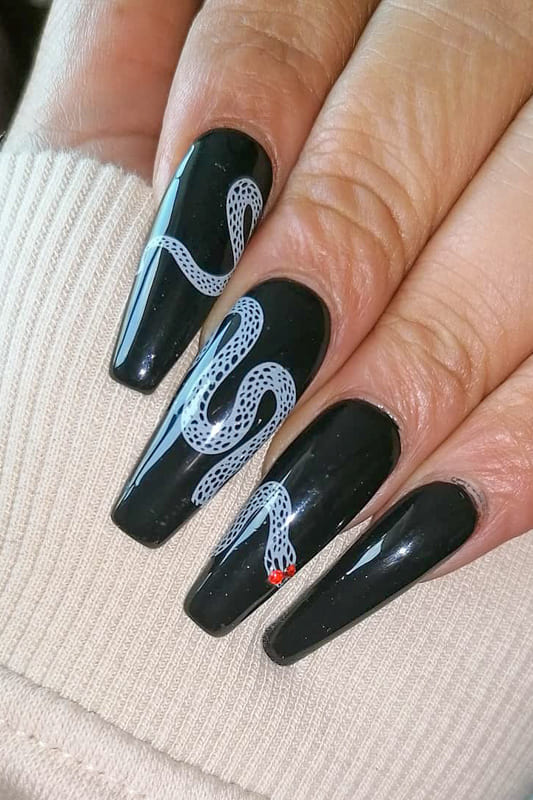 Black white coffin nails