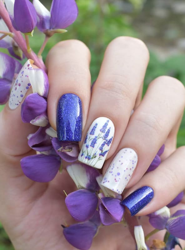 Blue and lavender nails