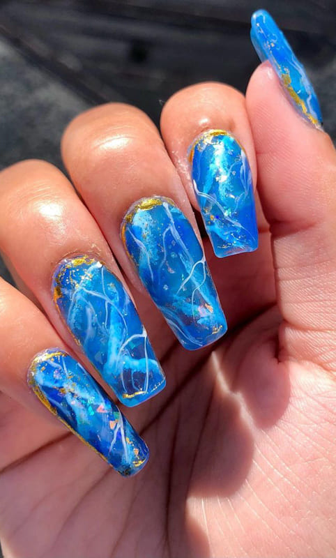Aqua Blue coffin nails