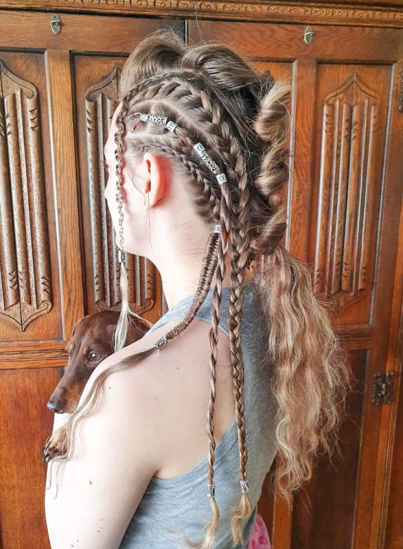 Bubble and thin viking braids