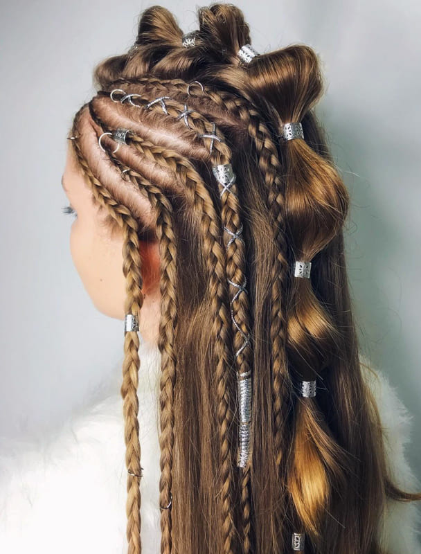 Bubble viking braids hair