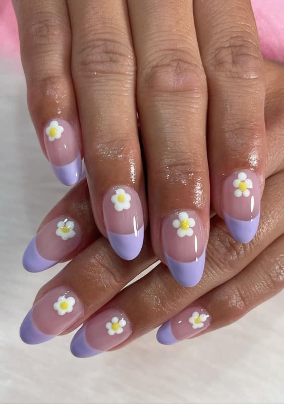 Daisy french lavender nails