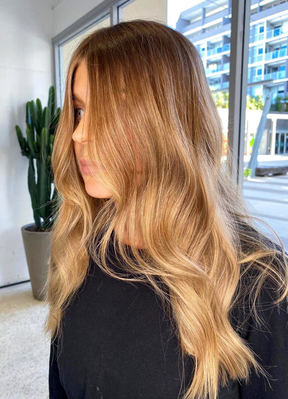 Caramel and blonde ombre hair