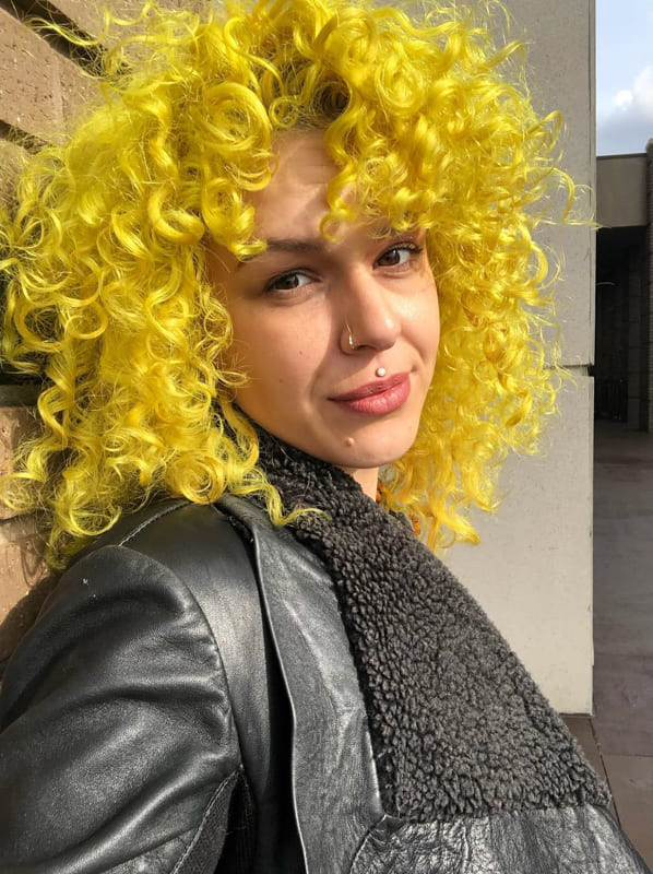 Curly yellow hair