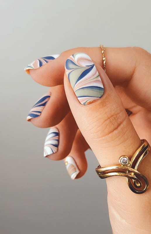 Cute water marble nails