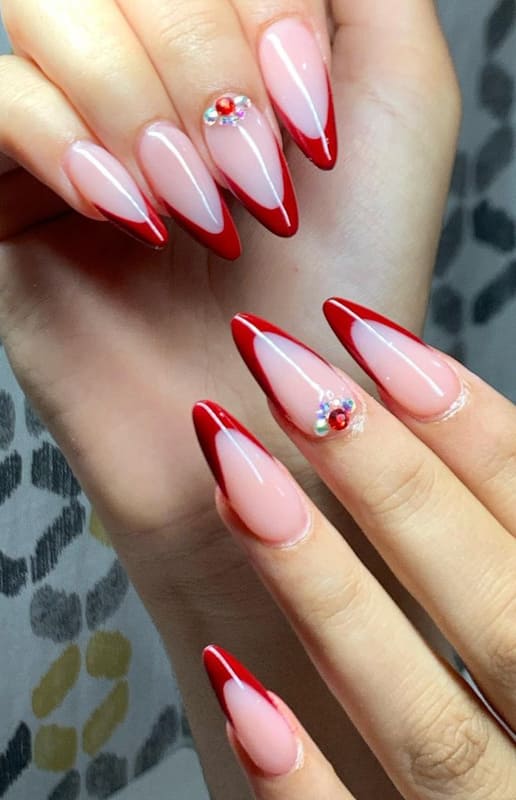 French red almond nails