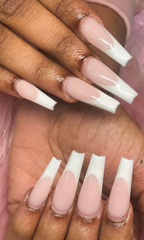 French tip coffin nails