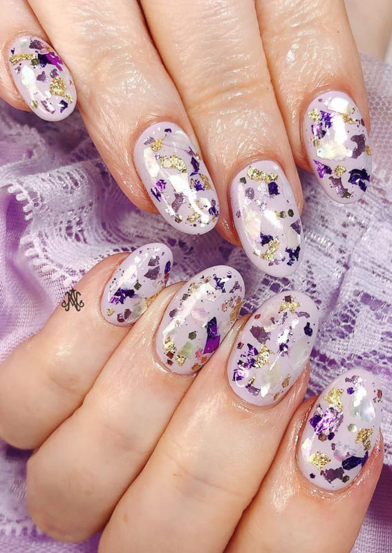 Glitter short lavender nails