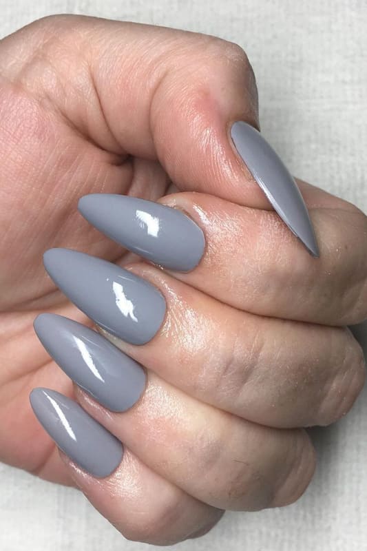 Grey almond nails