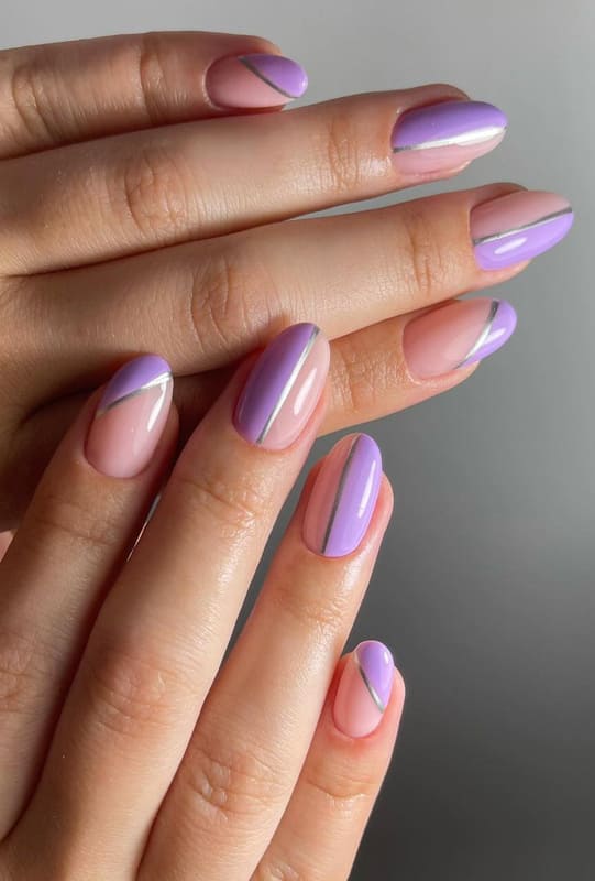 Half nude half lavender nails