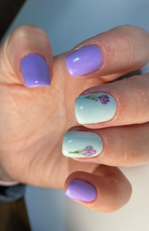 Light blue and lavender nails