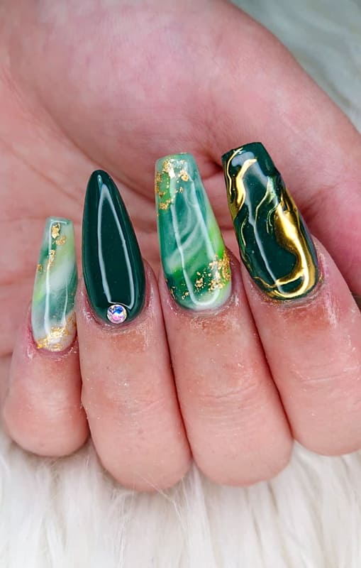 Long acrylic marble nails