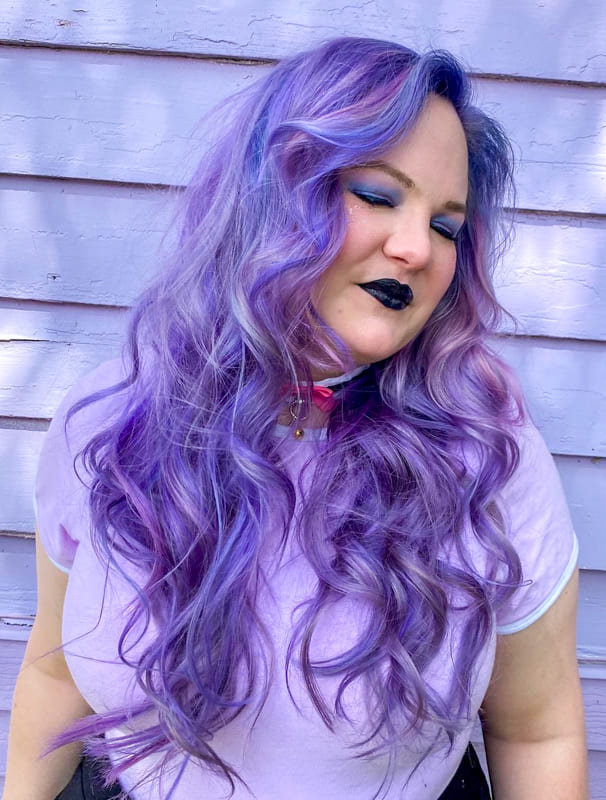 Long curly lavender purple hair