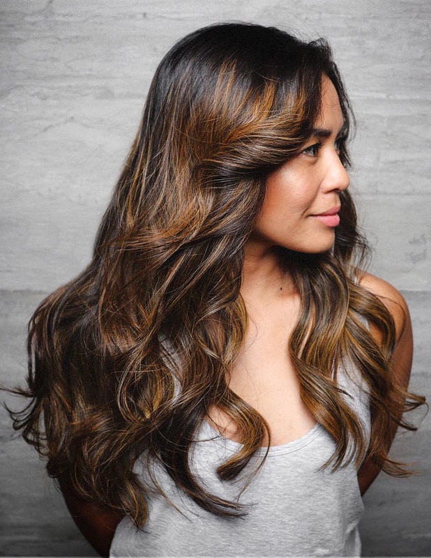 Long dark caramel hair color