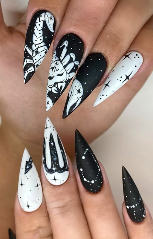 Long gothic almond nails