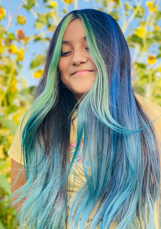 Long mermaid teal hair