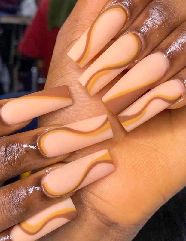 Long nude coffin nails