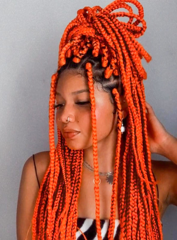 Long orange braiding hair for African American women