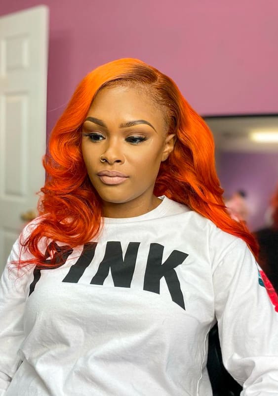 Long orange ombre hair for African American Women