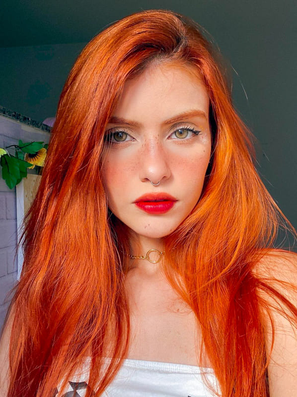 Long orange red hair