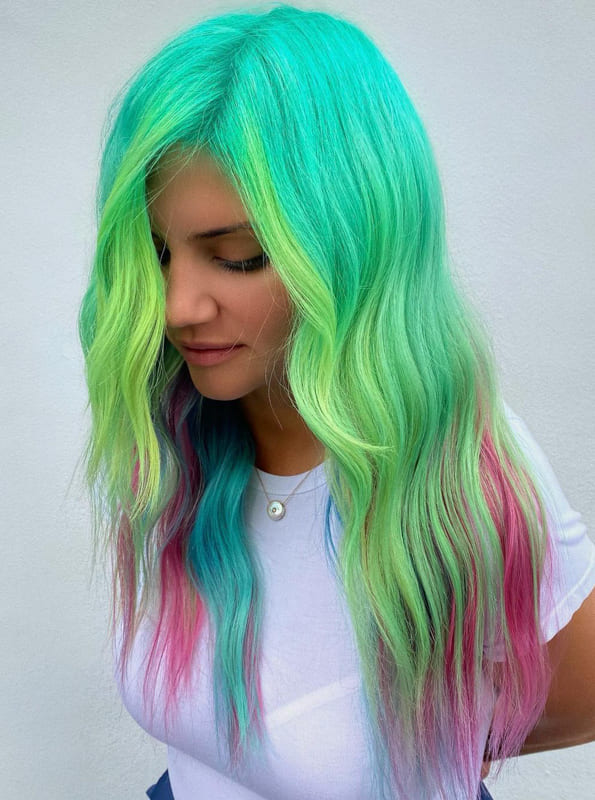 Long pastel teal hair